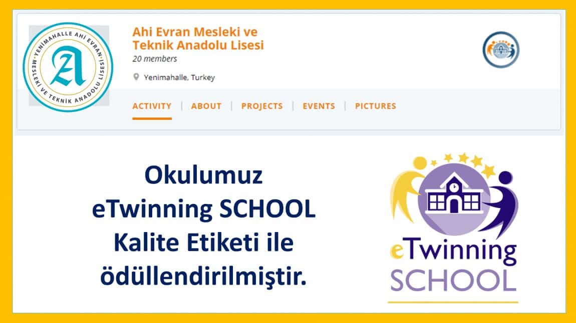 Okulumuz eTwinning School Kalite Etiketi ile Ödüllendirildi